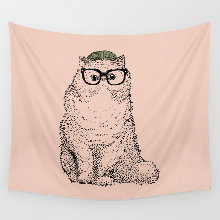 Hipster Persian Cat Wall Tapestry
