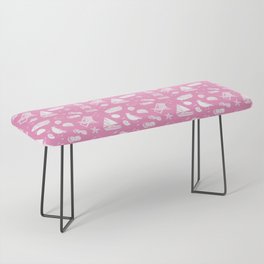 Pink And White Summer Beach Elements Pattern Bench
