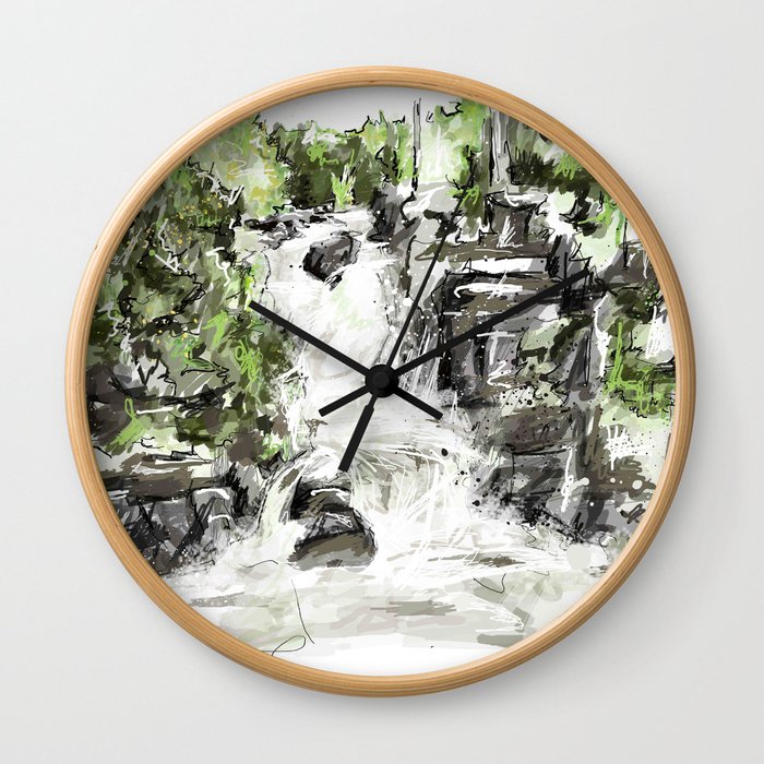 Abstract Falls Wall Clock By Marieevepharand Society6
