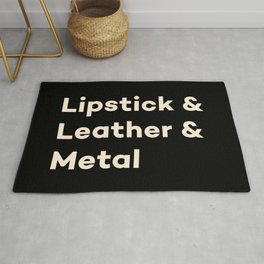 Lipstick & Leather & Heavy Metal Music Typography Area & Throw Rug