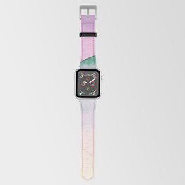 Green Top Mountain Range With Pink Sky Apple Watch Band