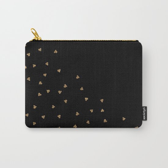Gold Sparkle Glitter Heart- Luxury and glamour Hearts pattern Carry-All Pouch