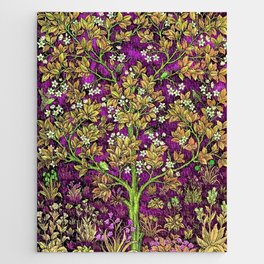 William Morris purple amethyst tree of life motif pattern print 19th century textile for duvet, drapes, pillows, rugs, and home and wall decor Jigsaw Puzzle