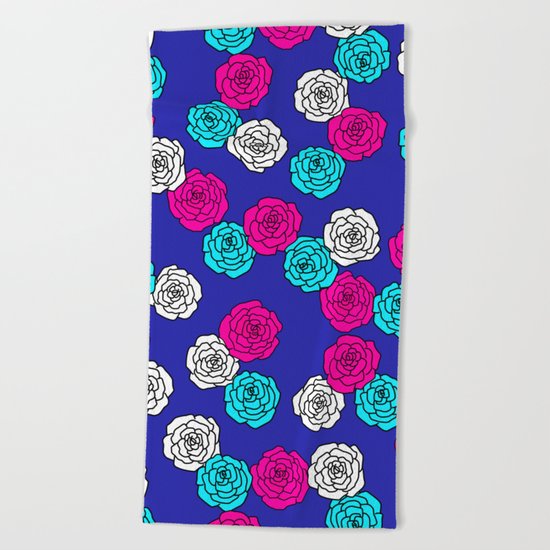 Pop Roses Pattern Beach Towel