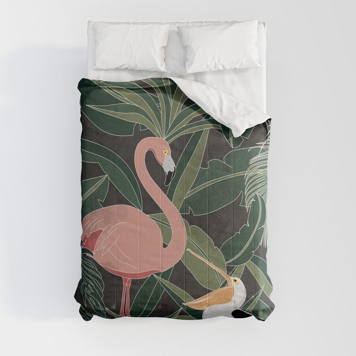 Flamingo and Pelican Comforter