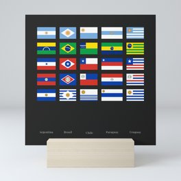 Conesur Flag's Mash Up - Argentina, Brazil, Chile, Paraguay, Uruguay DARK MODE Mini Art Print