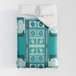 Mid-century squares and circles Duvet Cover