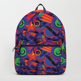 Star Burst Geometric Carpet Pattern Backpack | Graphicdesign, Pop Art, Geometric, Neon, Tacky, Digital, Bowlingalley, 90Skid, Bright, Gaudy 