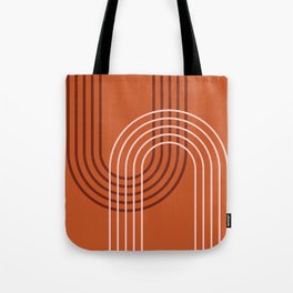 Geometric Lines Rainbow Abstract 7 in Rust Rose Gold Tote Bag