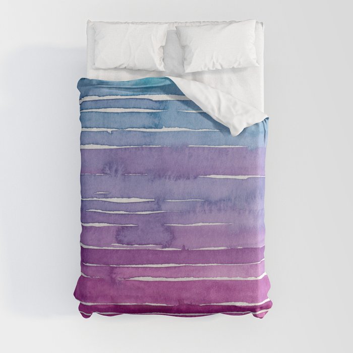Ombre Watercolor - Turquoise & Magenta Duvet Cover