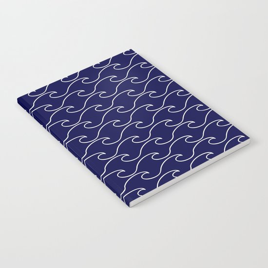sea waves - white on darkblue pattern - Martitime Design Notebook