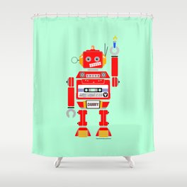 80s Mix Tape Robot - Danny Shower Curtain