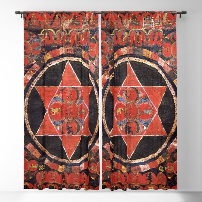 Tantric Buddhist Vajravarahi Five Deity Mandala Blackout Curtain