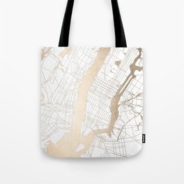 New York City White on Gold Tote Bag