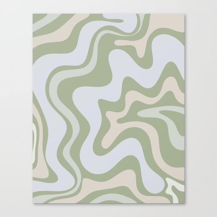 Liquid Swirl Contemporary Abstract Pattern in Light Sage Green Canvas Print