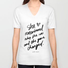 "She remembered who she was and the game changed" by Lalah Delia V Neck T Shirt