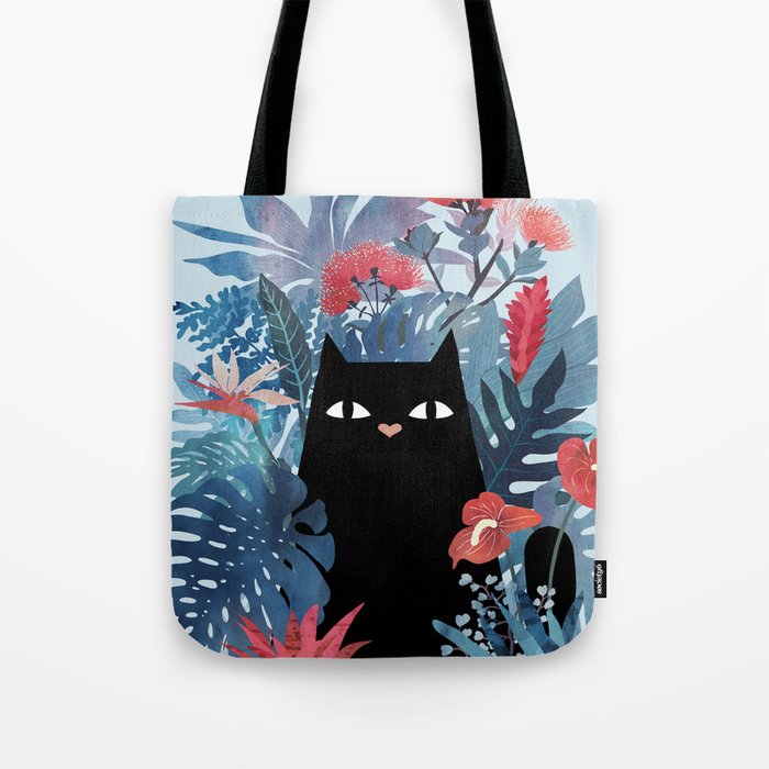 Popoki in Blue Tote Bag by littleclyde | Society6