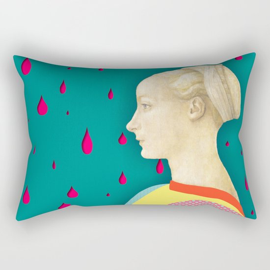Leaning girl under rain Rectangular Pillow