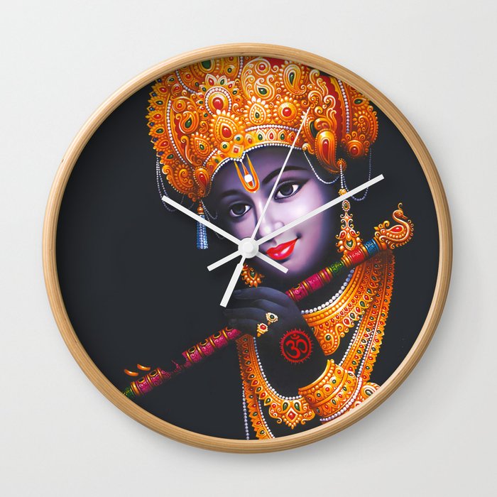 Lord Krishna Playing Flute Painting Wall Clock