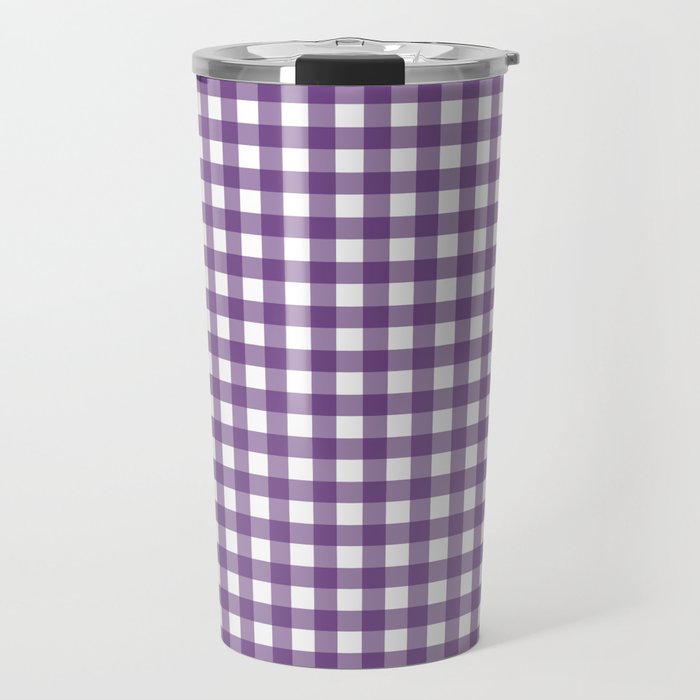 Plum Purple Gingham Travel Mug