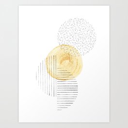 Mustard round shapes Art Print