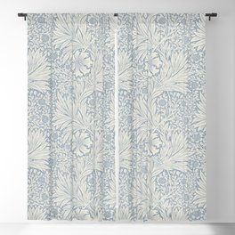 William Morris Marigold China Blue Ivory Vintage Floral Pattern Blackout Curtain