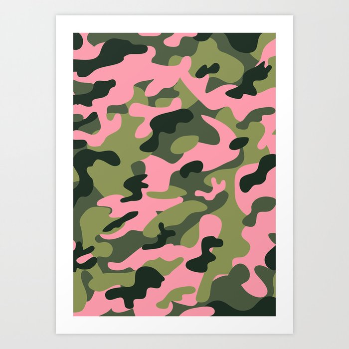 Green & Pink Camo Art Print by Christyne