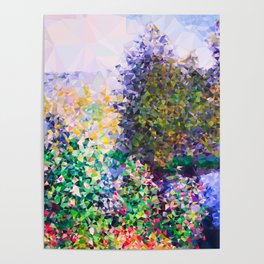 Monet Garden Montgeron Low Poly Triangles Poster