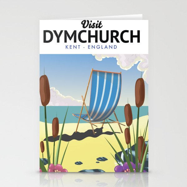 Dymchurch Kent seaside travel poster. Stationery Cards