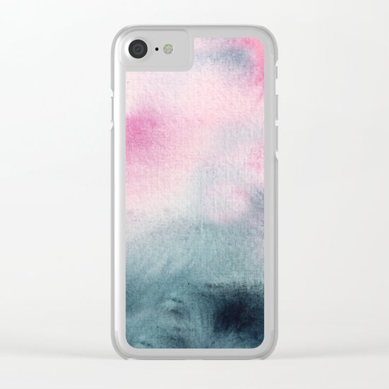 When indigo meets pink || watercolor Clear iPhone Case