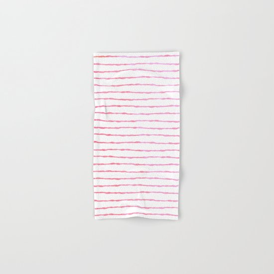 fine pink handpainted stripes on clear white Hand & Bath Towel