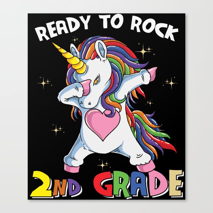 Ready To Rock 2nd Grade Dabbing Unicorn Canvas Print