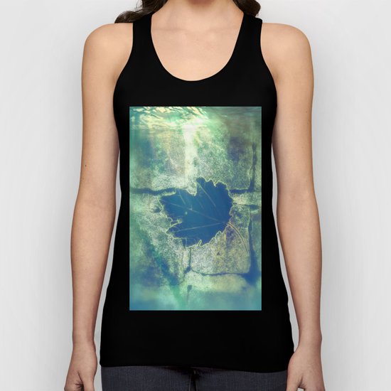 Blue leaf in a rainy day Unisex Tank Top