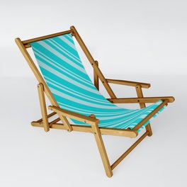 [ Thumbnail: Powder Blue & Dark Turquoise Colored Lines/Stripes Pattern Sling Chair ]
