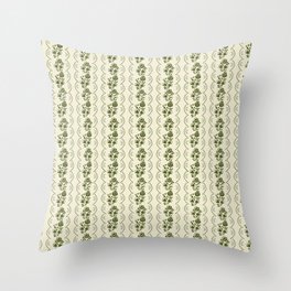 German Drapery Stripe - Green Throw Pillow