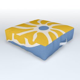 Sun and Sea Outdoor Floor Cushion | Matisse, Yellowandblue, Pop Art, Ocean, Graphicdesign, Retrovibe, Wavey, Pattern, 60S70S, Wonky 