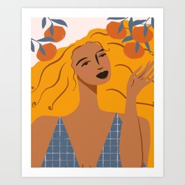 Woman Picking Clementines Art Print