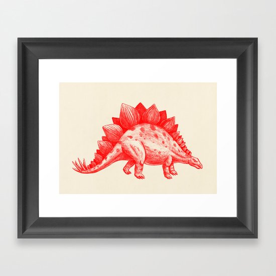Red Stegosaurus Framed Art Print