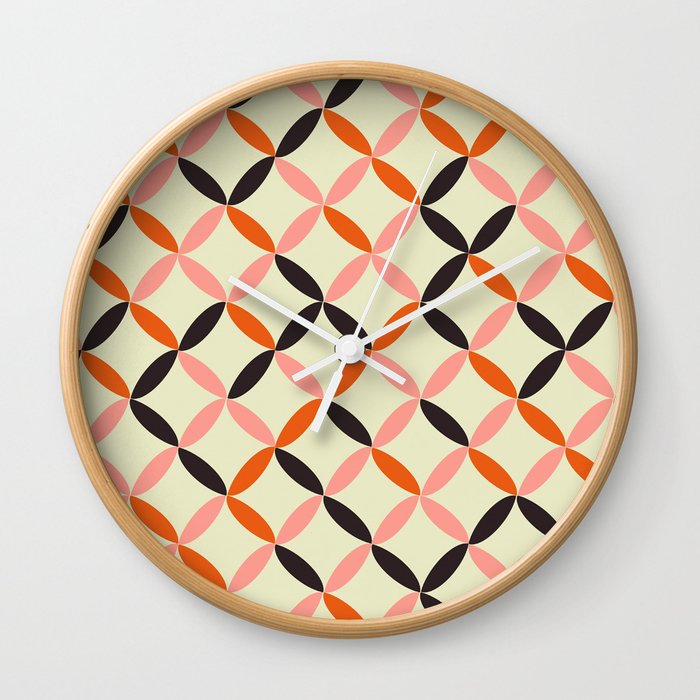 Retro mid century colorful flower of life 8 Wall Clock