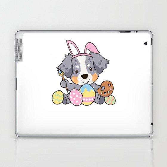 Cute Australian Shepherd For Easter As An Bunny Laptop & iPad Skin