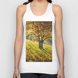 Sunny autumn tree in field hand painted painting by Rybakow. Tank Top