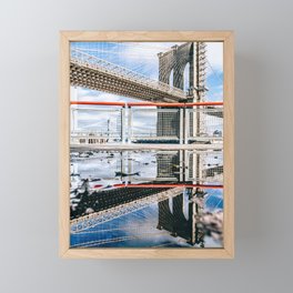 Brooklyn Bridge Reflection Framed Mini Art Print