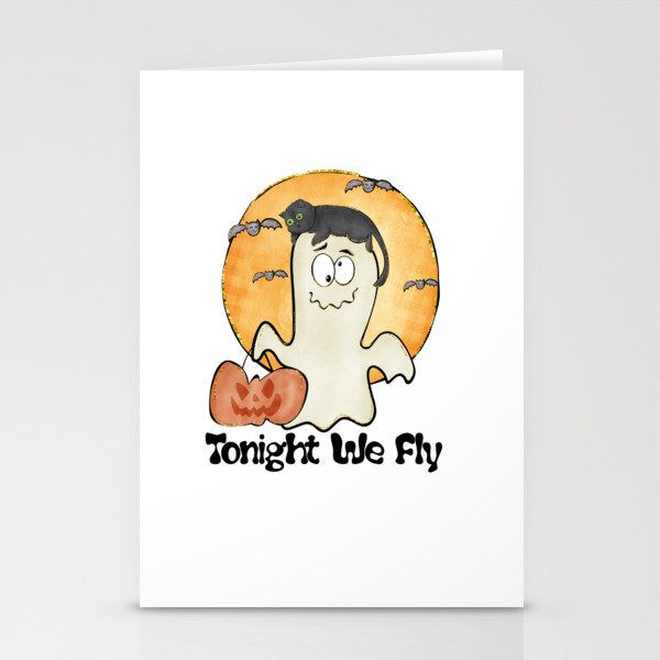 Halloween cute ghost tonight we fly Stationery Cards