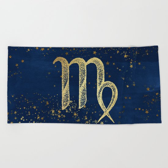 Virgo Zodiac Sign Beach Towel