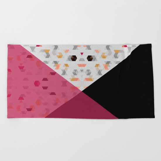 Little Triangles with Black and Pink Beach Towel