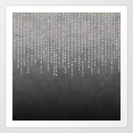 Silver Glamour Faux Glitter on grey Texture Art Print