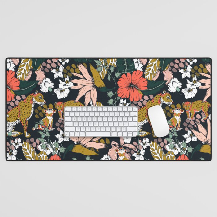 Animal print dark jungle Desk Mat