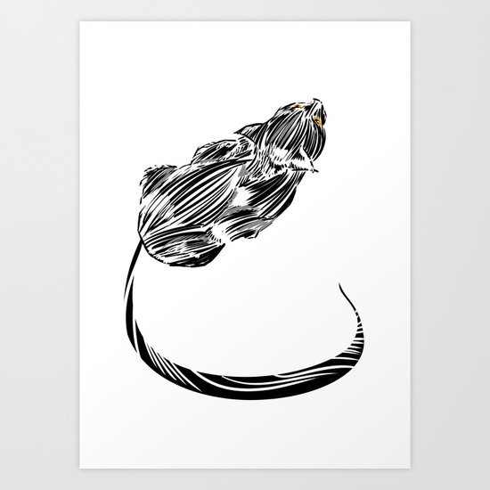 Crouching Cat Art Print
