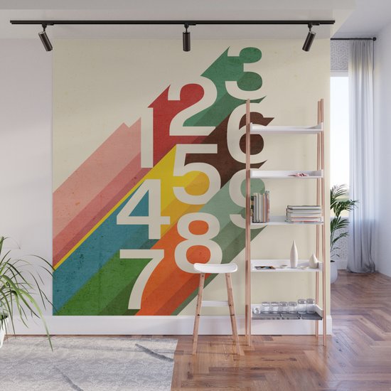 Retro Numbers Wall Mural