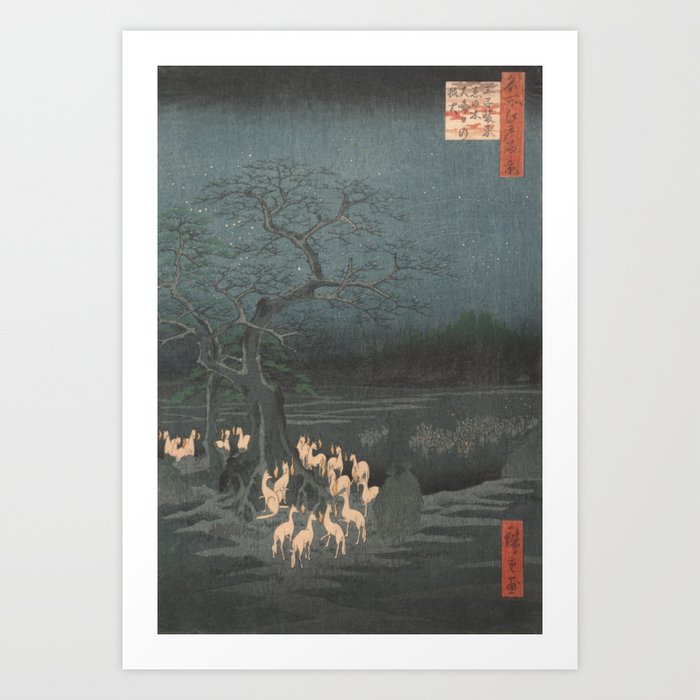 "Fox Fires" on New Year's Eve at the Shozoku Nettle Tree in Oji Art Print